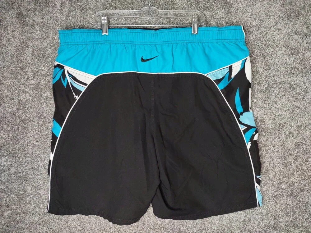 Nike Swim Trunks Mens Large Mesh Lined Blue Boardshorts Built-in Brief Dri Fit